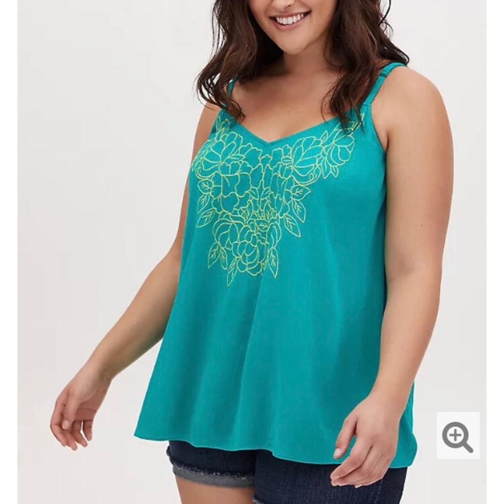 Green cami with beautiful flower embroidery